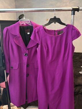Mary Kay Vibrant Magenta Textured Jacket and Sheath Dress Set